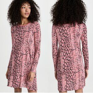 ATM Anthony Thomas Melillo Leopard Print Slub Jersey Dress Pink Size M